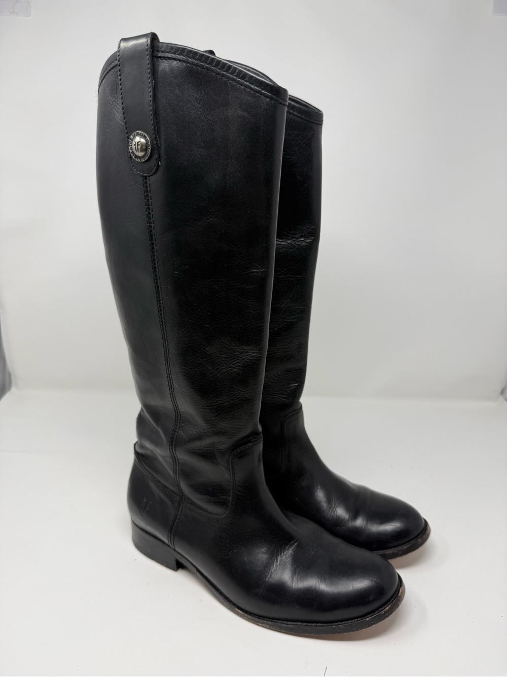 Frye Black Leather Over-The-Knee Riding Boots